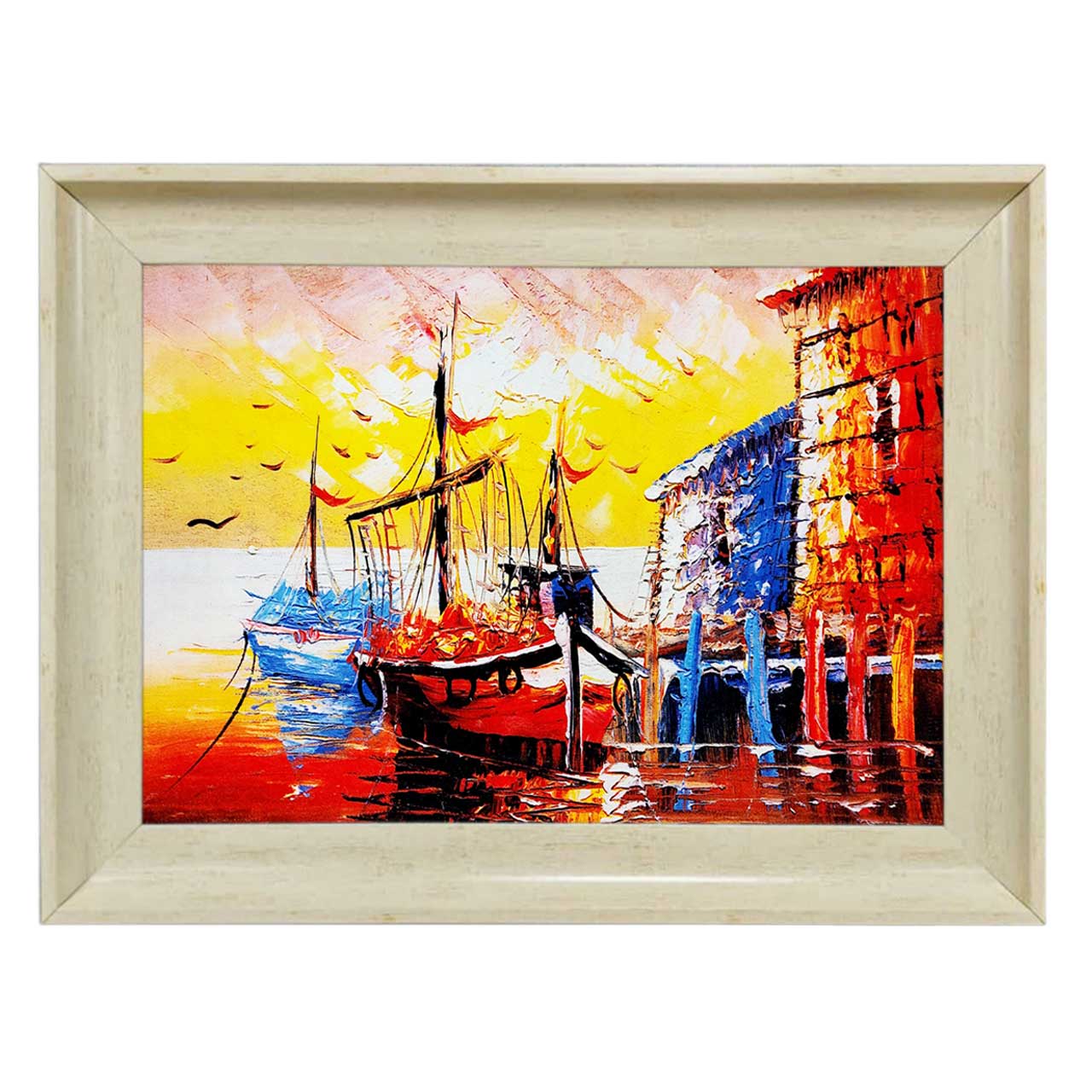 تابلو فرش چاپی طرح اسکله کد 10241 سایز 70×50 سانتی متری