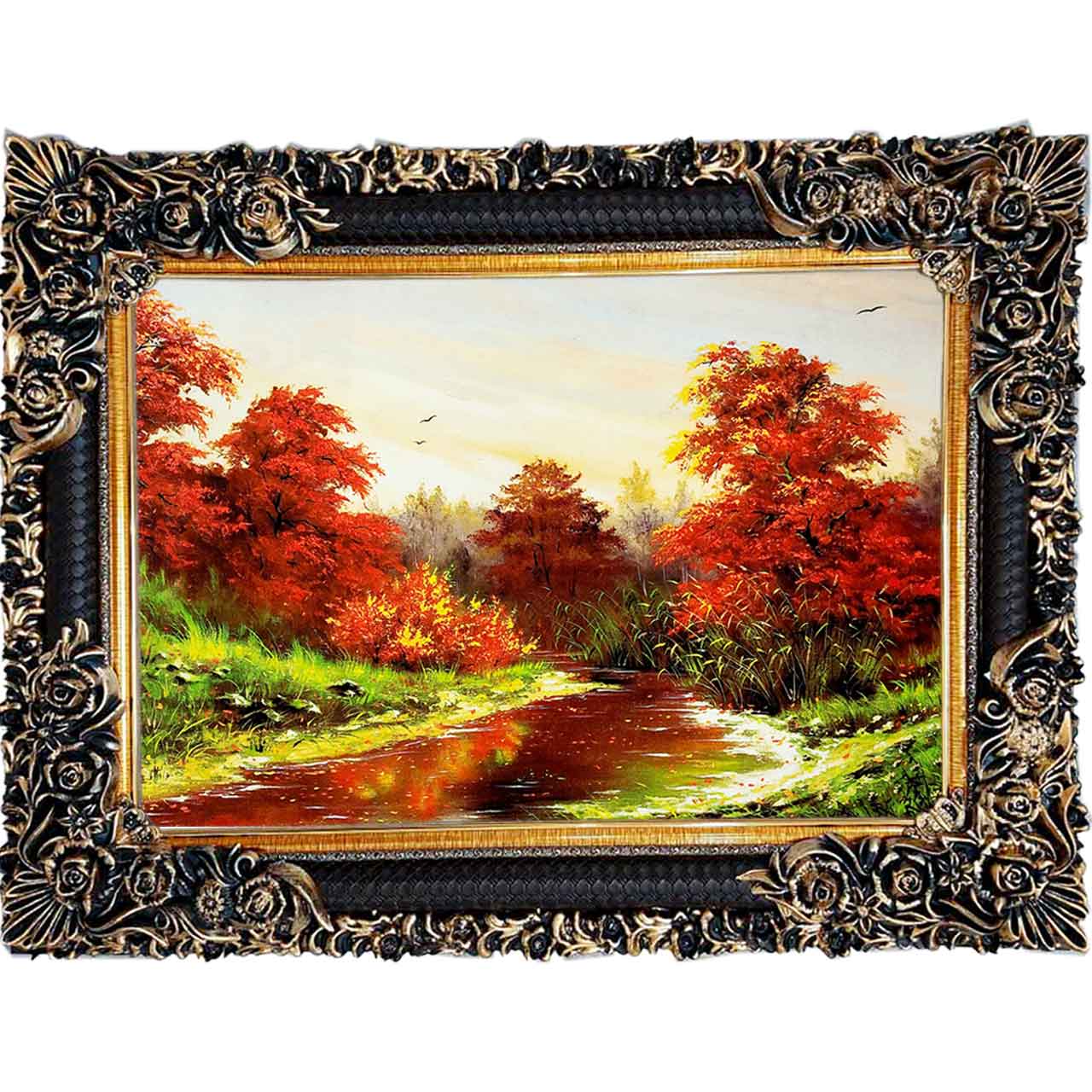 تابلو فرش چاپی طرح برکه کد 10256 سایز 100×70 سانتی متری