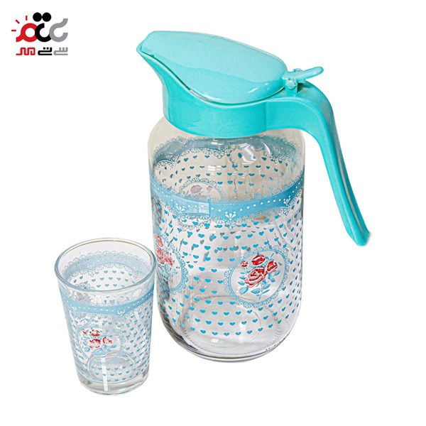 سرویس پارچ و لیوان 7 پارچه طرح گل دار 