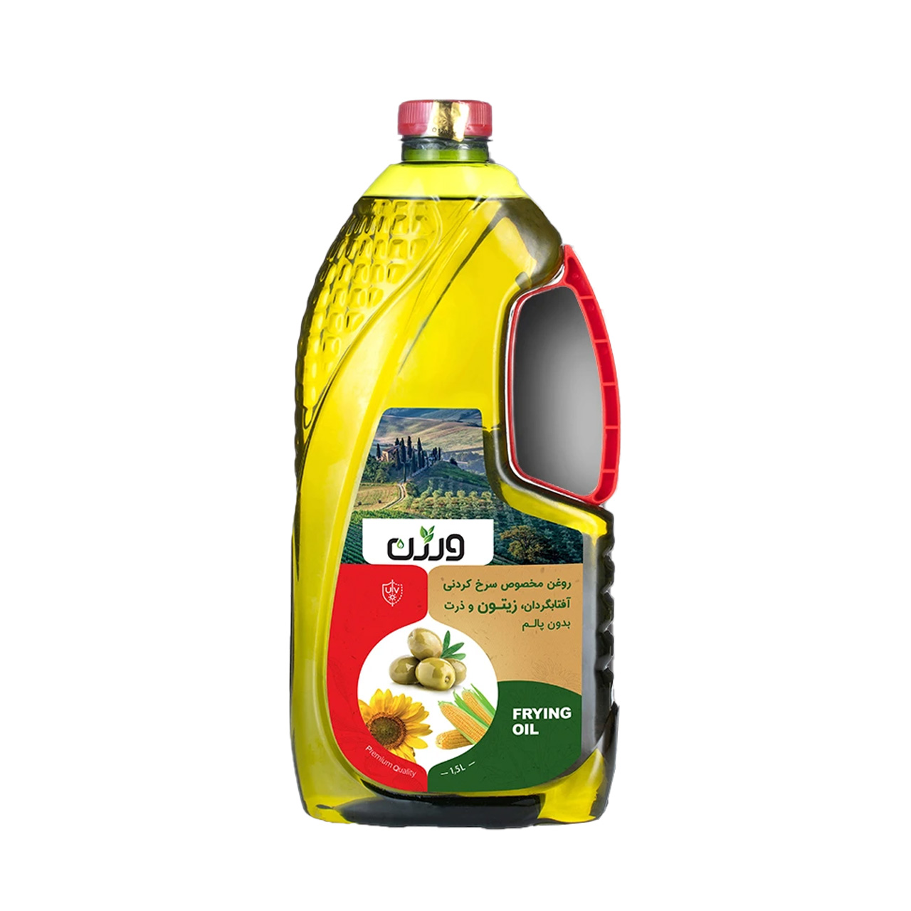 روغن مایع سرخ کردنی حاوی روغن ذرت و زیتون ورژن 1500 میلی لیتری