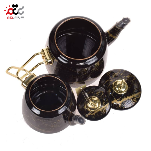 ست کتری و قوری مشکی طلایی کاراجا مدل 4PCS