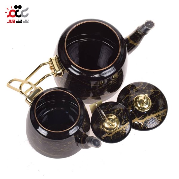 ست کتری و قوری مشکی طلایی کاراجا مدل 4PCS