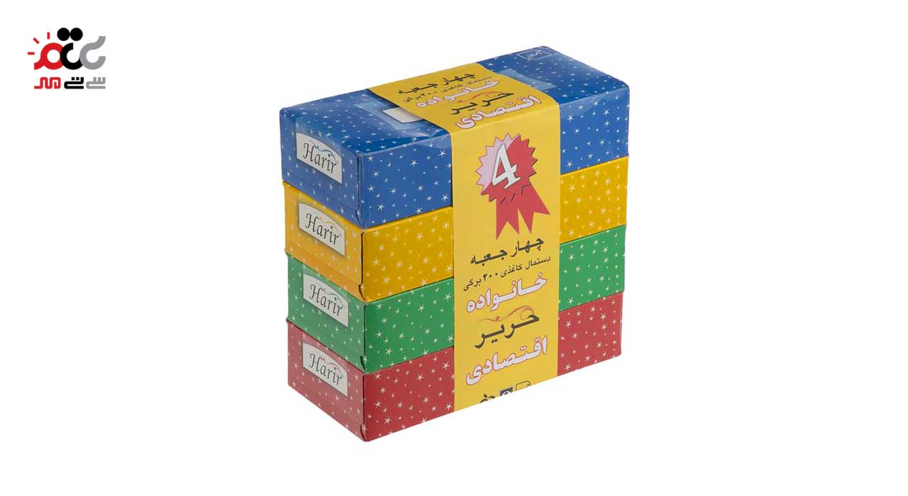دستمال کاغذی خانواده 200 برگ حریر 1+4 عددی