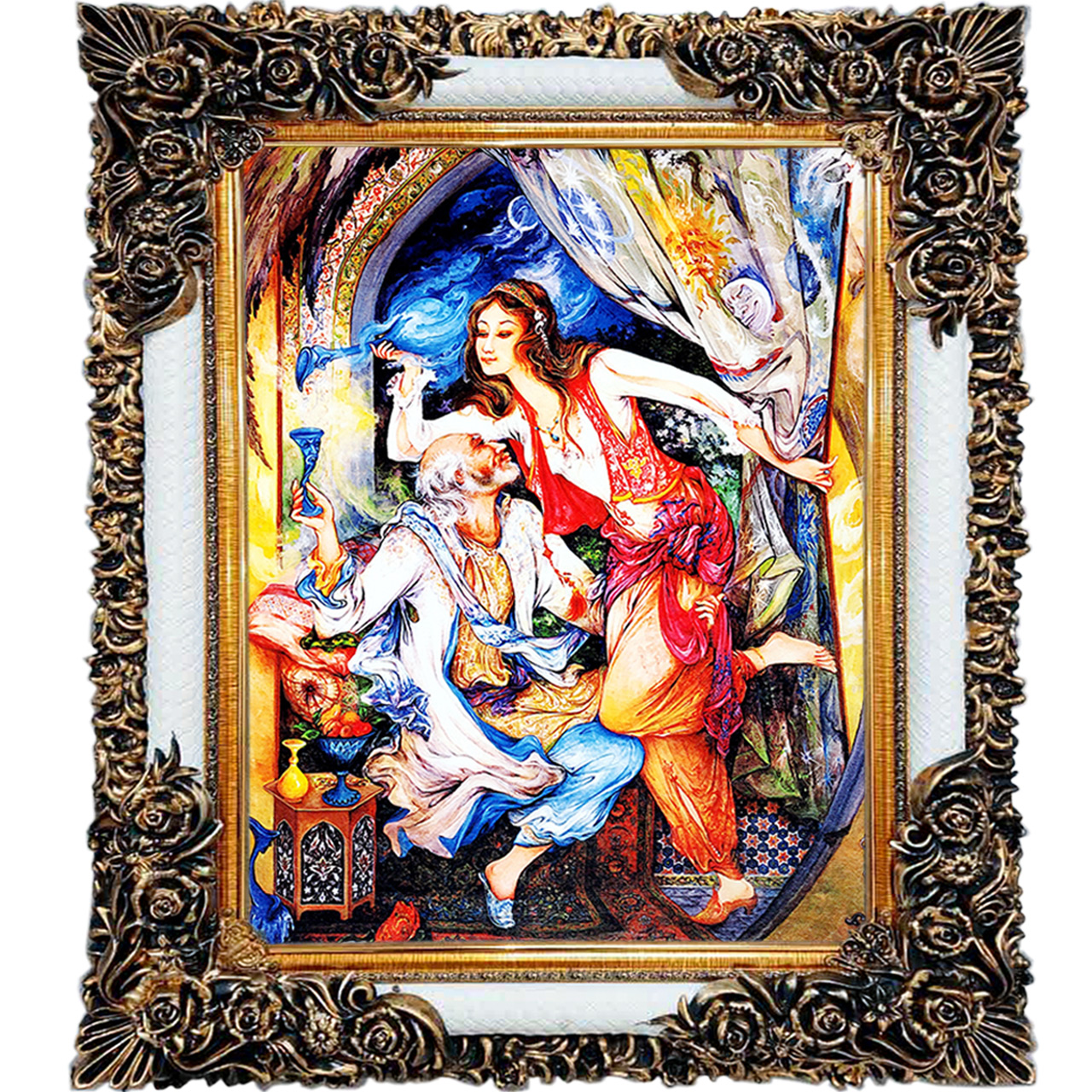 تابلو فرش چاپی طرح مینیاتوری کد 16027 سایز 70×100 سانتی متری