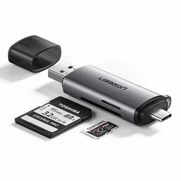 رم ریدر UGREEN Type-C/USB3.0 مدل CM185 - مشکی (گارانتی 18 ماهه آسان پیشرو)(50706)