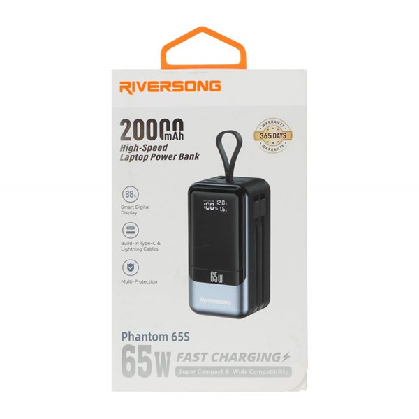 پاوربانک Riversong 65W 20000mAh مدل Phantom 65S PB120 - خاکستری