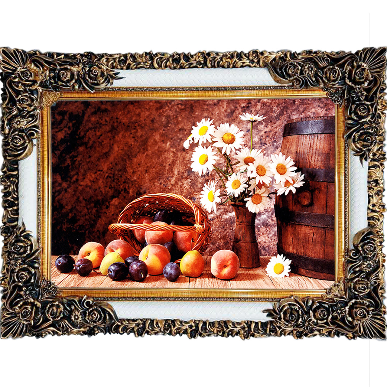 تابلو فرش چاپی طرح گل و میوه کد 12019 سایز 100×70 سانتی متری