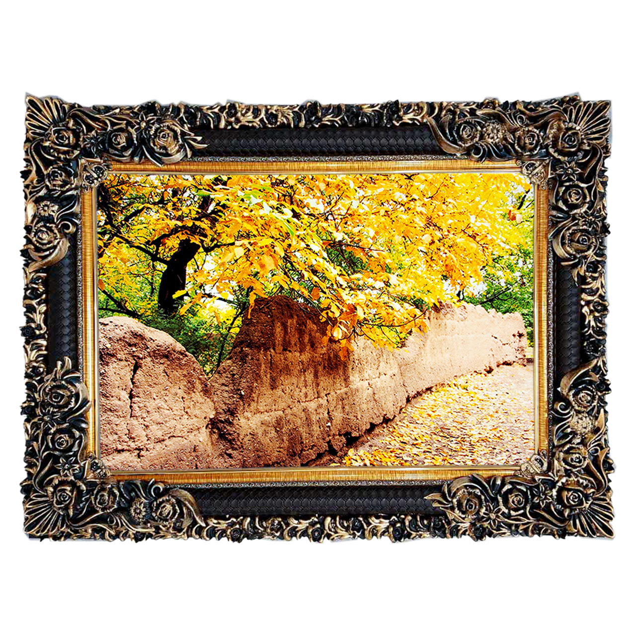 تابلو فرش چاپی طرح کوچه باغ کد 10291 سایز 70×50 سانتی متری