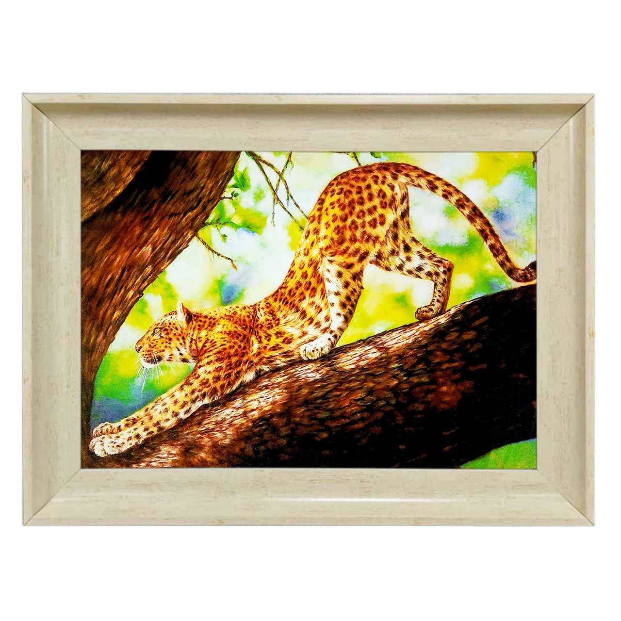 تابلو فرش چاپی طرح پلنگ کد 14008 سایز 70×50 سانتی متری