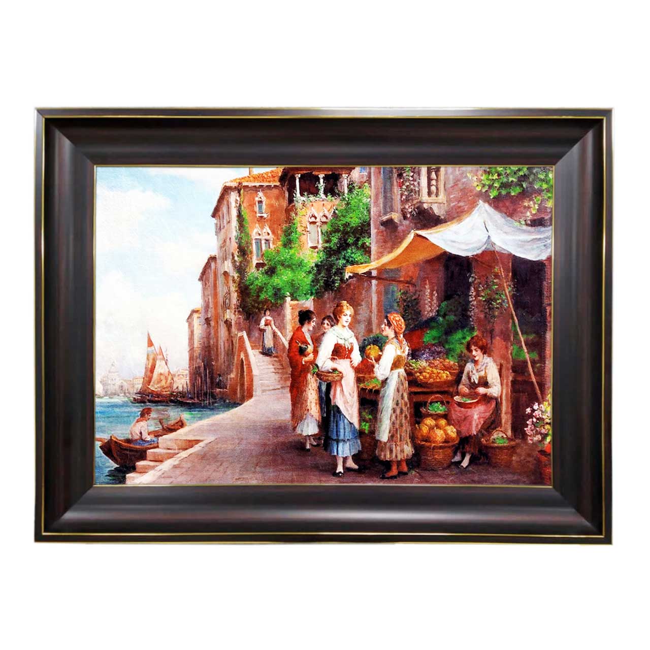 تابلو فرش چاپی طرح دهکده کد 11068 سایز 60×40 سانتی متری