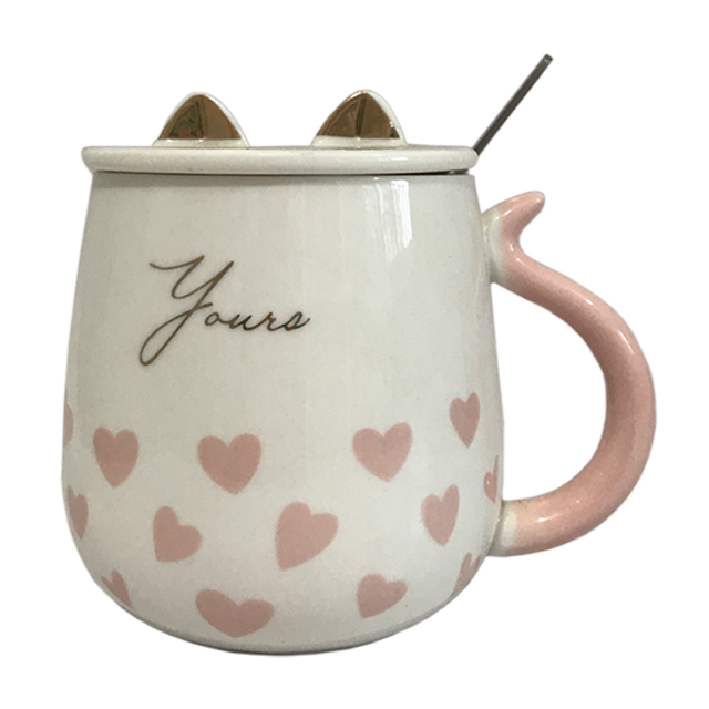 ماگ سرامیکی مدل درب دار طرح گربه