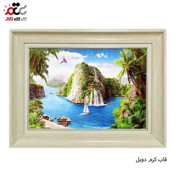 تابلو فرش طرح طبیعت زیبایی آبشار و دریاچه کد 10123 سایز 100*70 سانتی متری