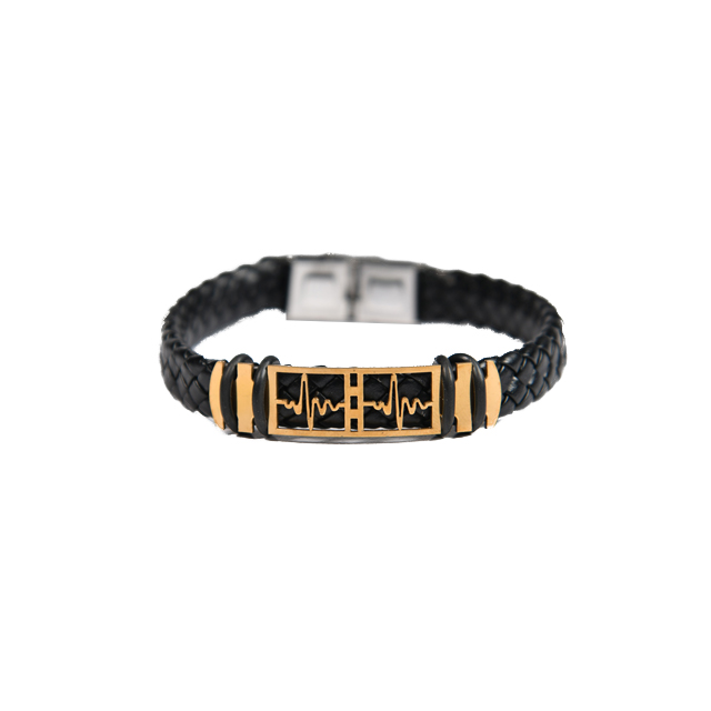 دستبند چرمی طرح ضربان قلب