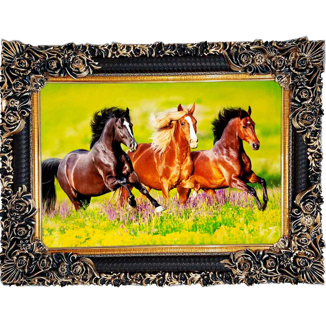 تابلو فرش چاپی طرح اسب کد 14001 سایز 100×70 سانتی متری