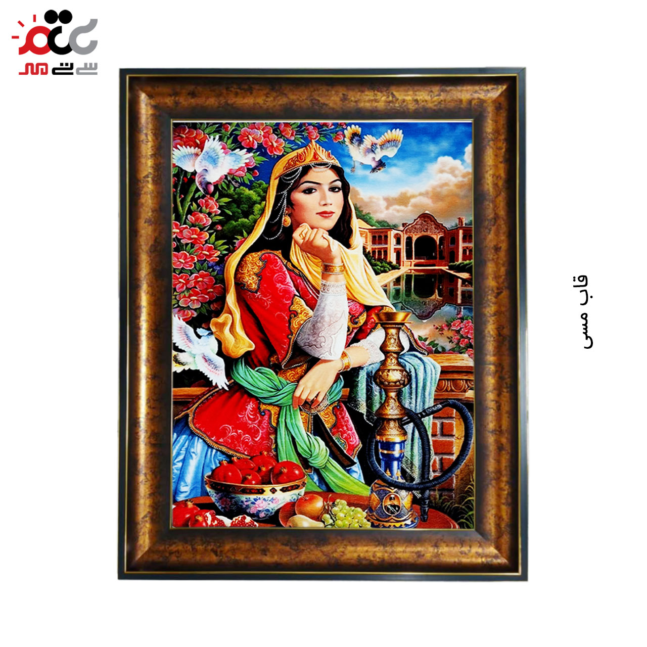 تابلو فرش چاپی طرح بانو کد 13010 سایز 70×50 سانتی متری