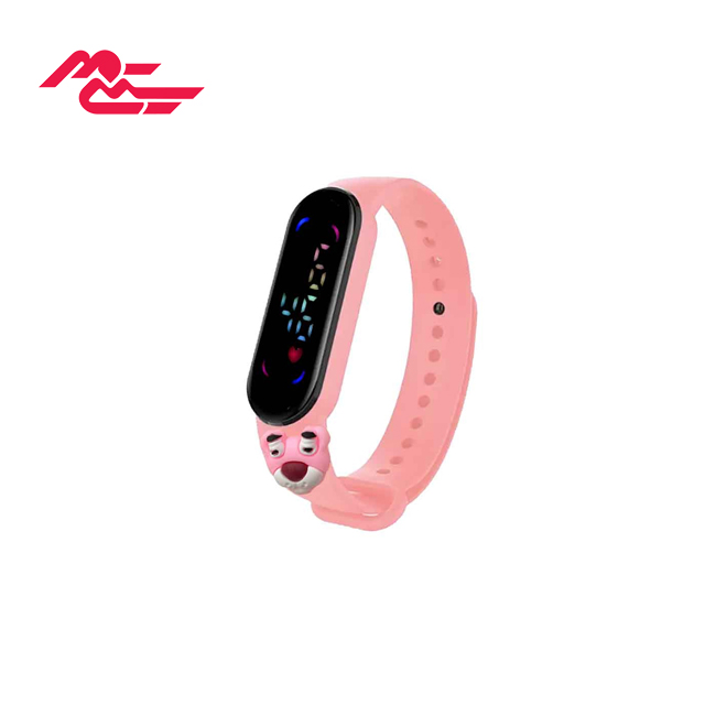 ساعت مچی دیجیتال بچگانه مدل لمسی طرح پلنگ صورتی