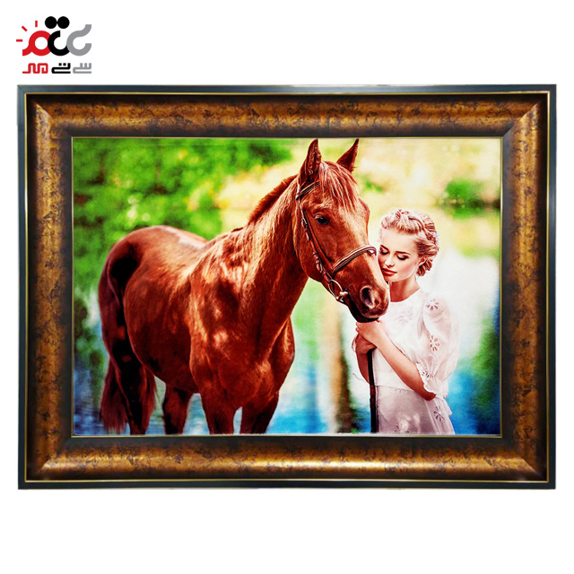 تابلو فرش چاپی طرح اسب کد 13303 سایز 70×50 سانتی متری