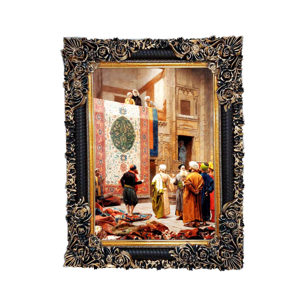 تابلو فرش چاپی طرح بازار کد 13004 سایز 50×35 سانتی متری