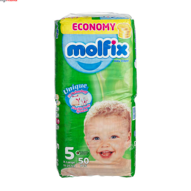 پوشک کودک اقتصادی مولفیکس سایز 5 بسته 50 عددی