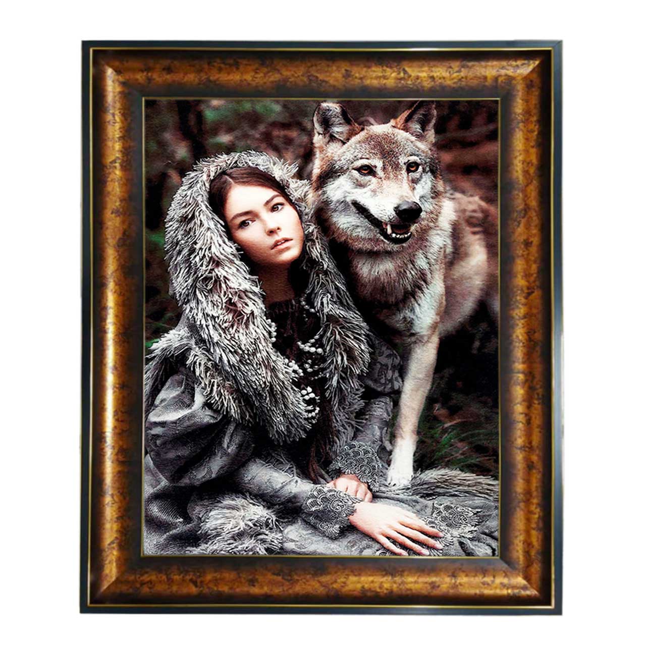 تابلو فرش چاپی طرح گرگ کد 13051 سایز 100×50 سانتی متری