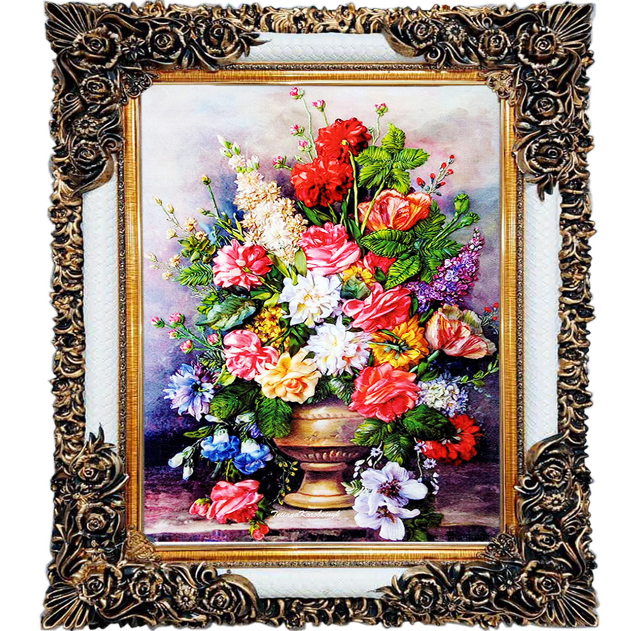 تابلو فرش چاپی طرح گل کد 12301 سایز 100×70 سانتی متری