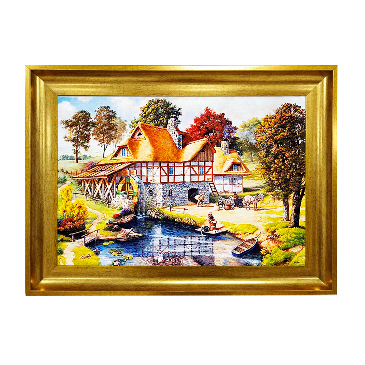 تابلو فرش چاپی طرح کلبه کد 10160 سایز 50×50 سانتی متری