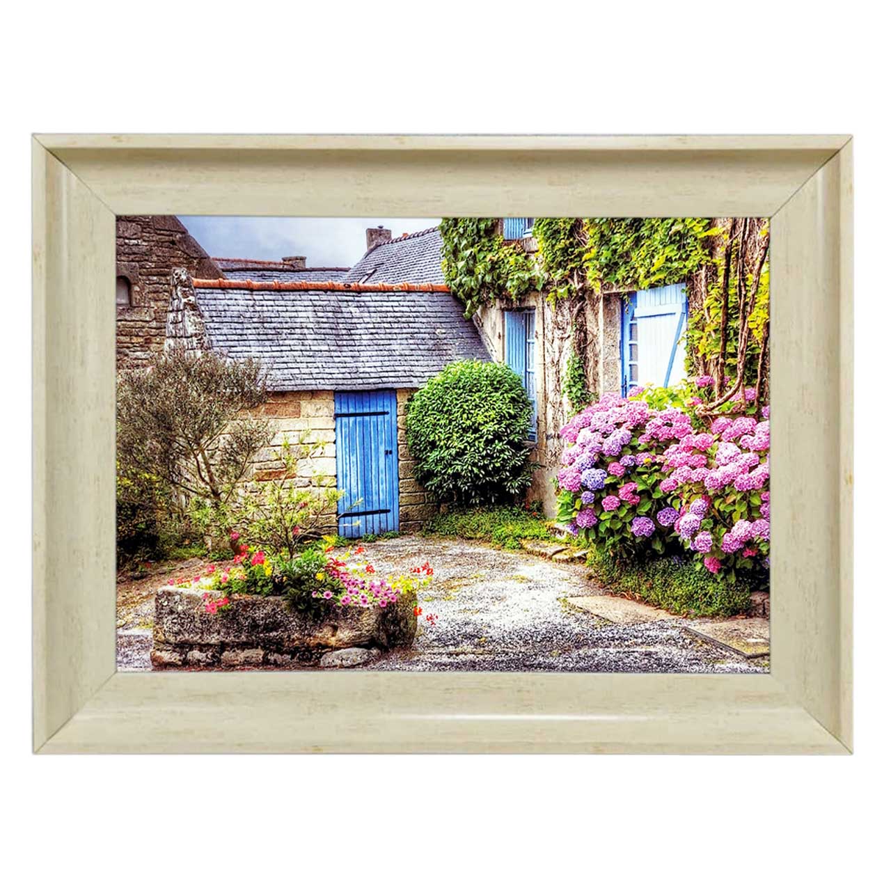 تابلو فرش چاپی طرح خانه باغ کد 10004 سایز 70×50 سانتی متری