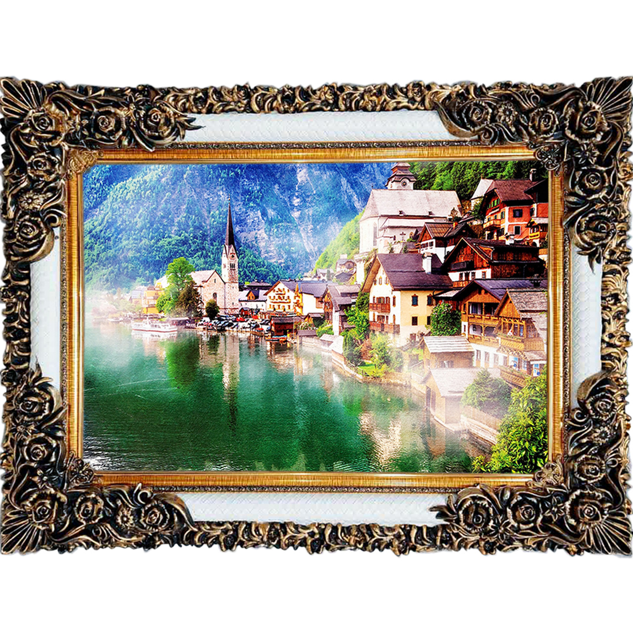 تابلو فرش چاپی طرح دریاچه کد 10033 سایز 100×70 سانتی متری