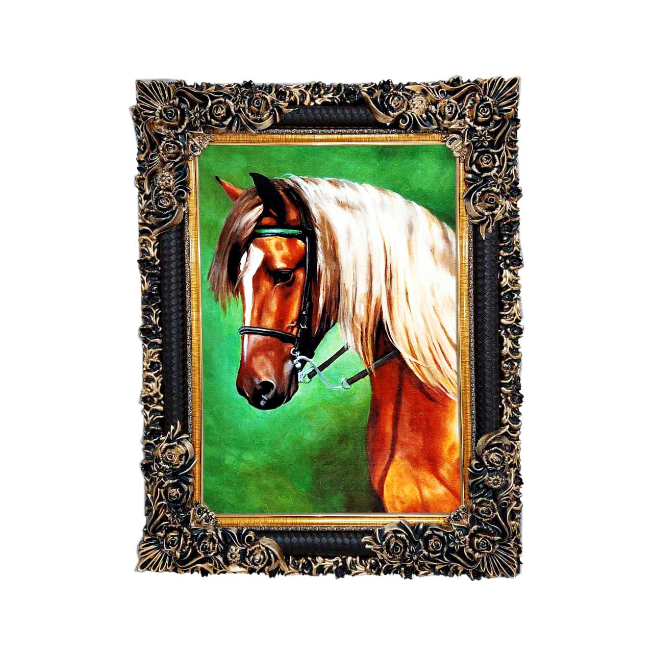 تابلو فرش چاپی طرح اسب کد 14301 سایز 50×35 سانتی متری