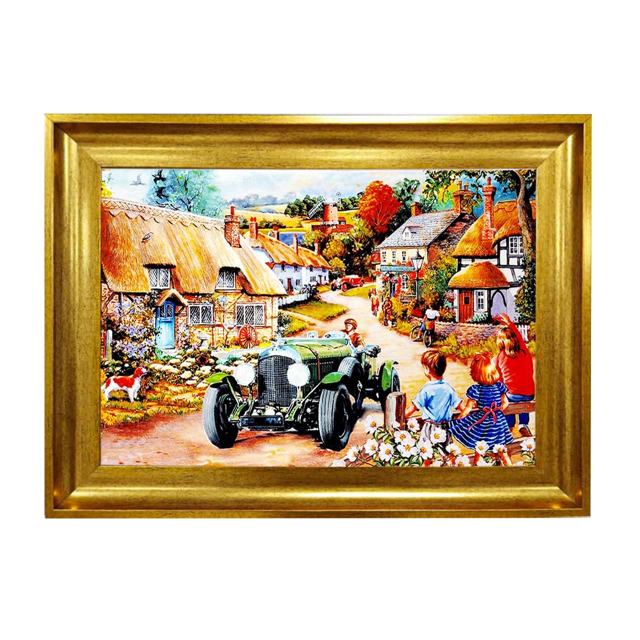 تابلو فرش چاپی طرح دهکده کد 10268 سایز 50×50 سانتی متری