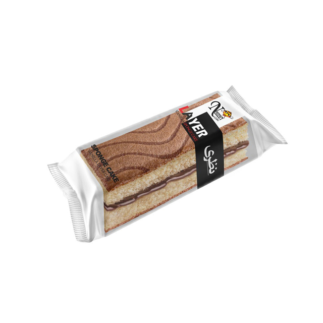 کیک اسفنجی وانیلی دولایه با کرم کاکائو نظری 70 گرمی