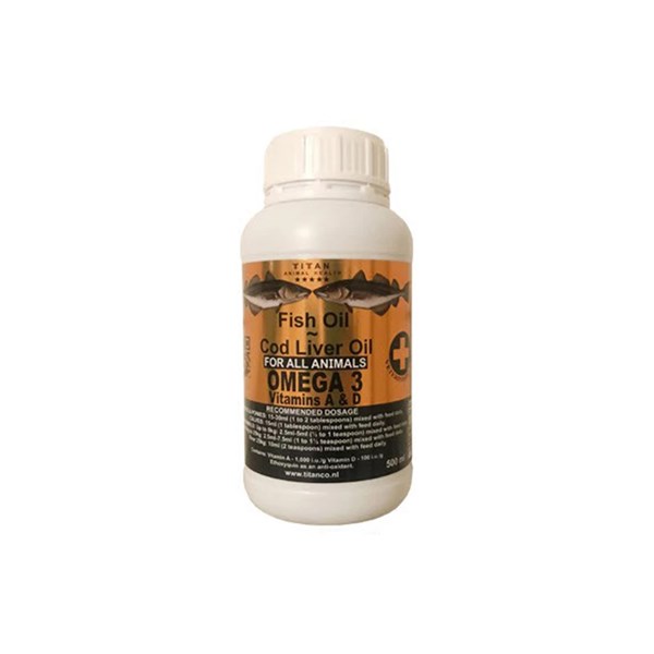 روغن ماهی درمان ریزش مو سگ و گربه تیتان مدل امگا 3 حجم 500 میلی لیتری