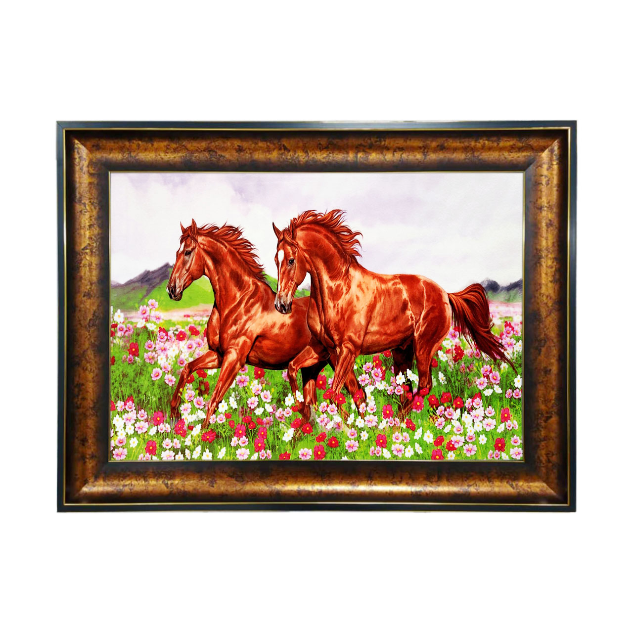 تابلو فرش چاپی طرح اسب کد 14037 سایز 50×35 سانتی متری