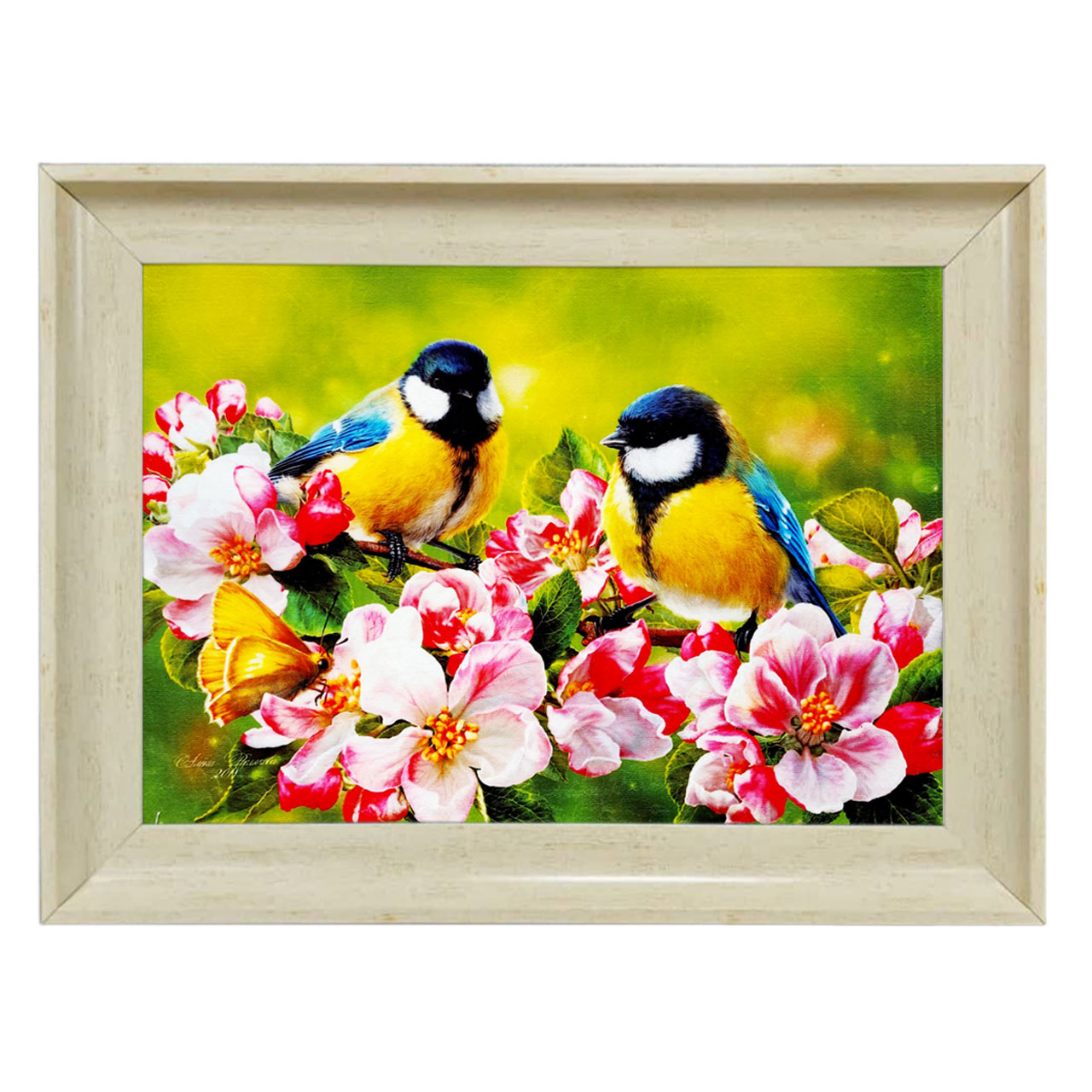 تابلو فرش چاپی طرح گنجشک کد 14027 سایز 70×50 سانتی متری