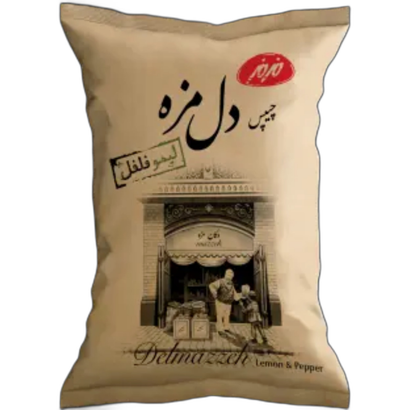 چیپس دل مزه مزمز با طعم لیمو و فلفل سیاه 90 گرمی