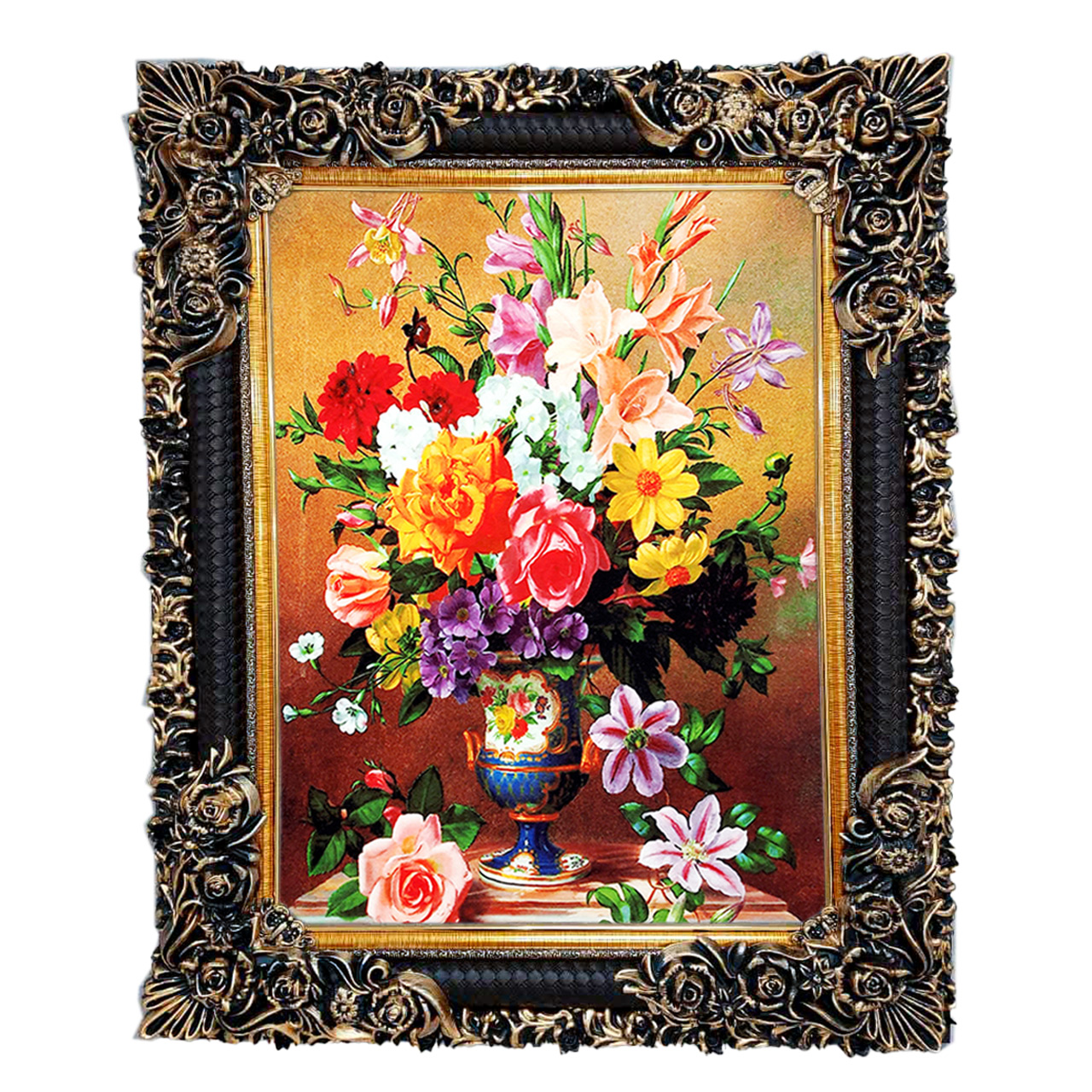 تابلو فرش چاپی طرح گل کد 12309 سایز 70×50 سانتی متری