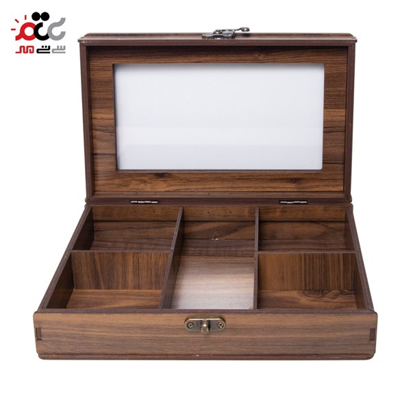 باکس چای چوبی مدل مستطیل 5 خانه