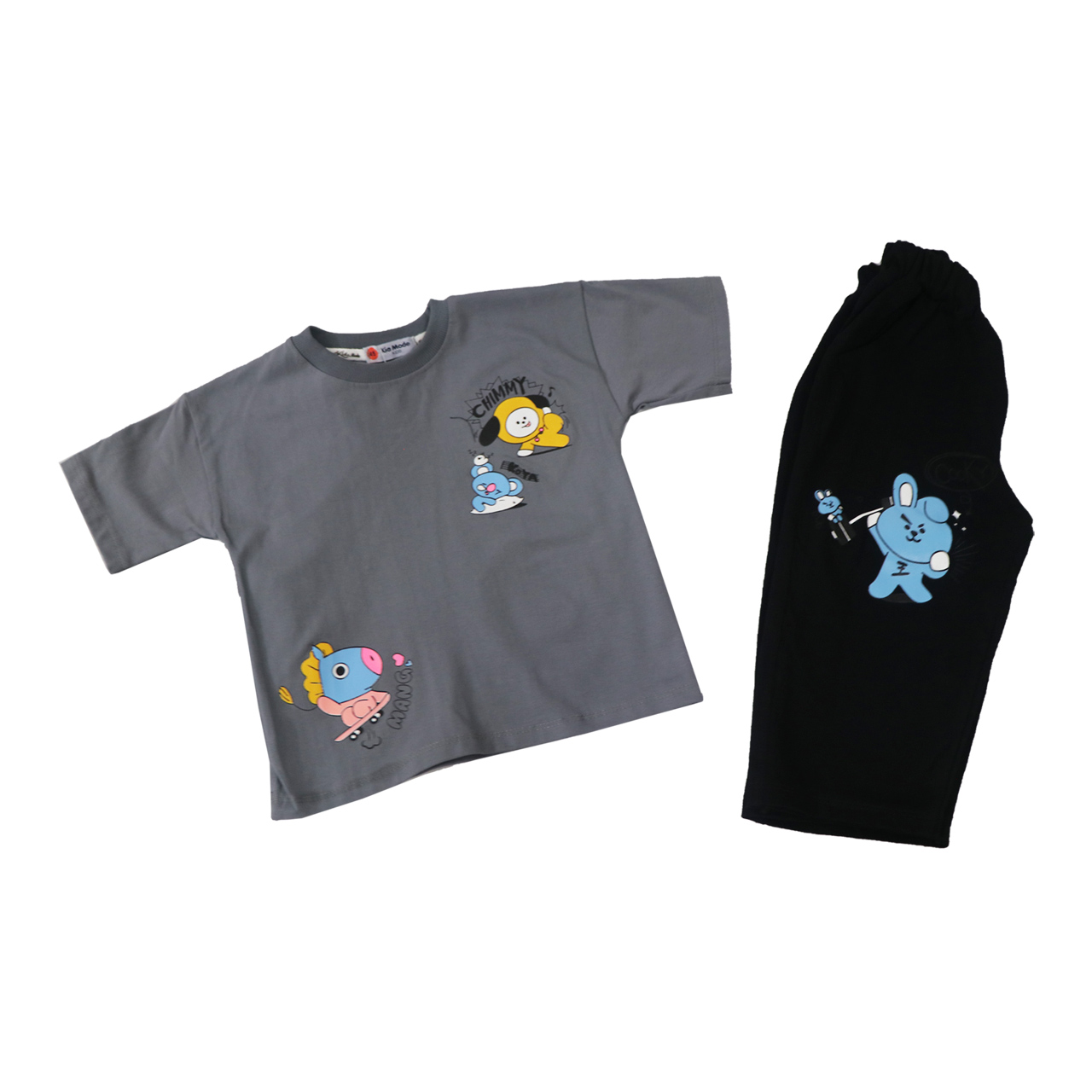 ست تیشرت و شلوار بچگانه طوسی طرح CHIMMY 