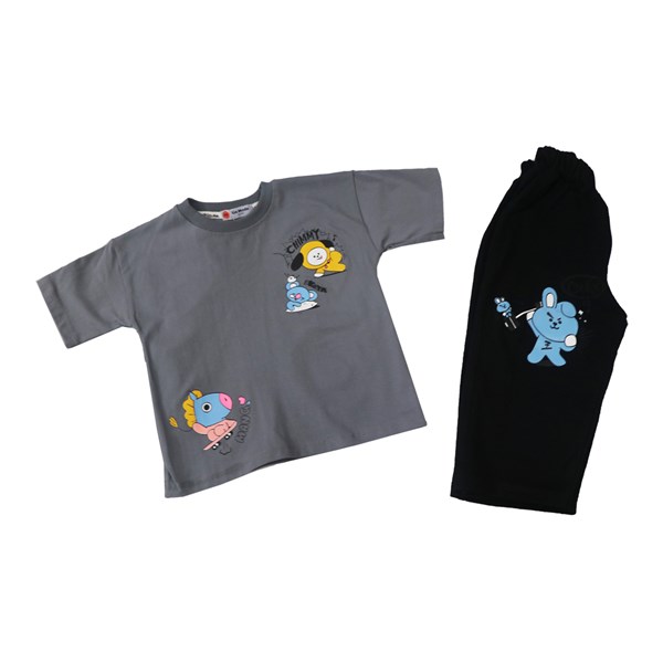 ست تیشرت و شلوار بچگانه طوسی طرح CHIMMY سایز 45