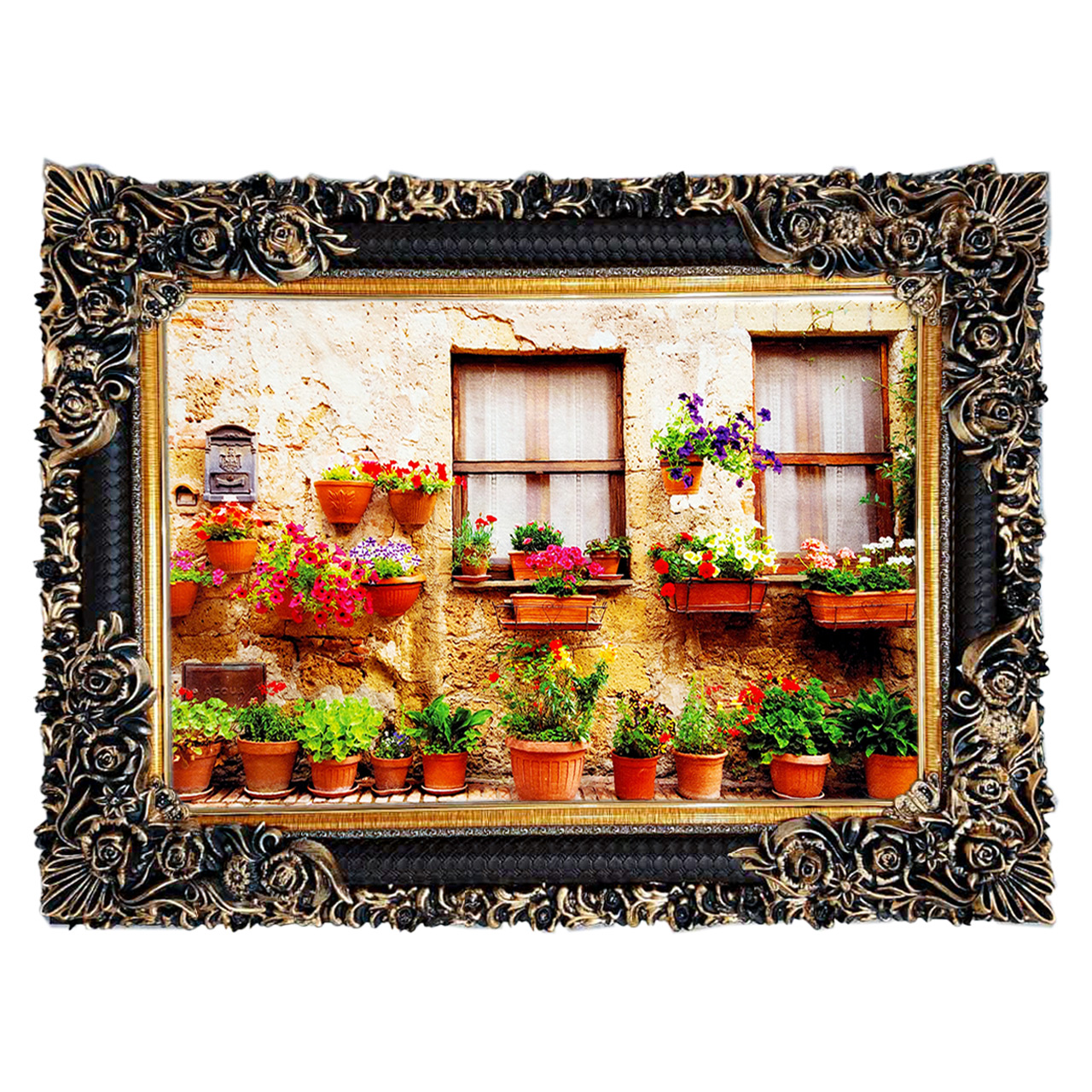 تابلو فرش چاپی طرح گلخانه کد 10182 سایز 70×50 سانتی متری