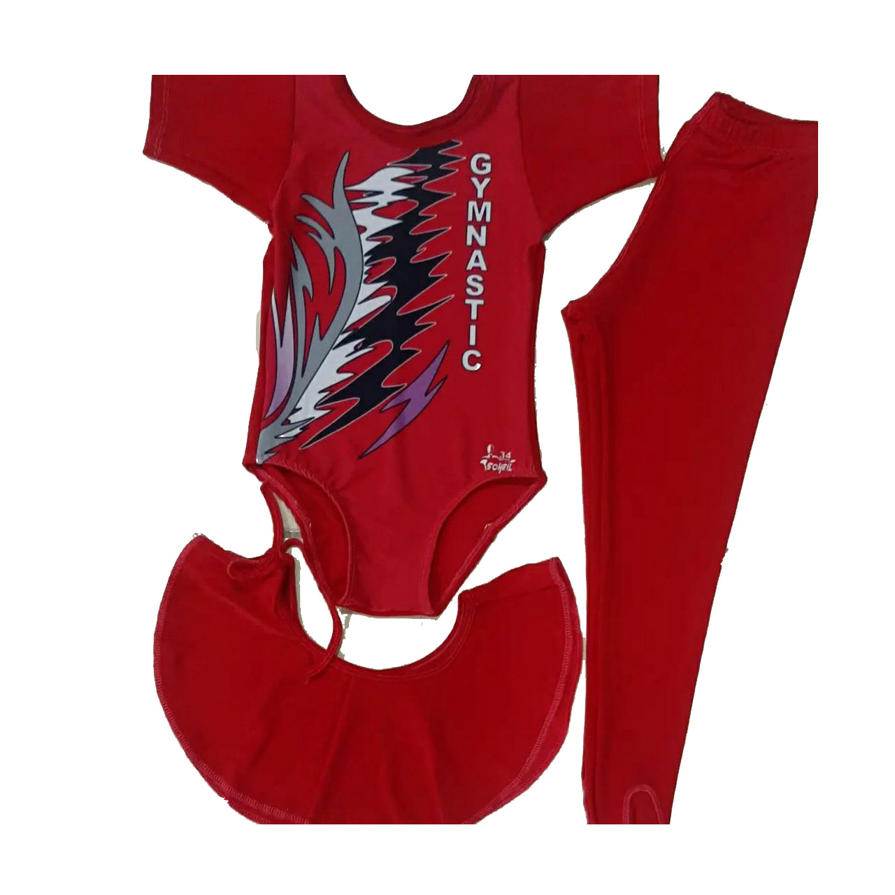 لباس ژیمناستیک دخترانه مدل دامن دار سه تیکه کد 22