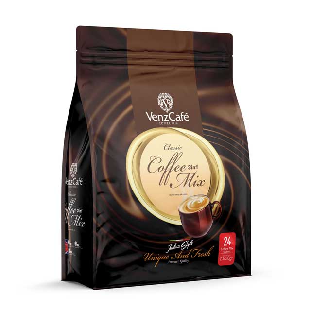 پودر کافی میکس 3 در 1 کلاسیک ونزکافه 480 گرمی بسته 24 عددی