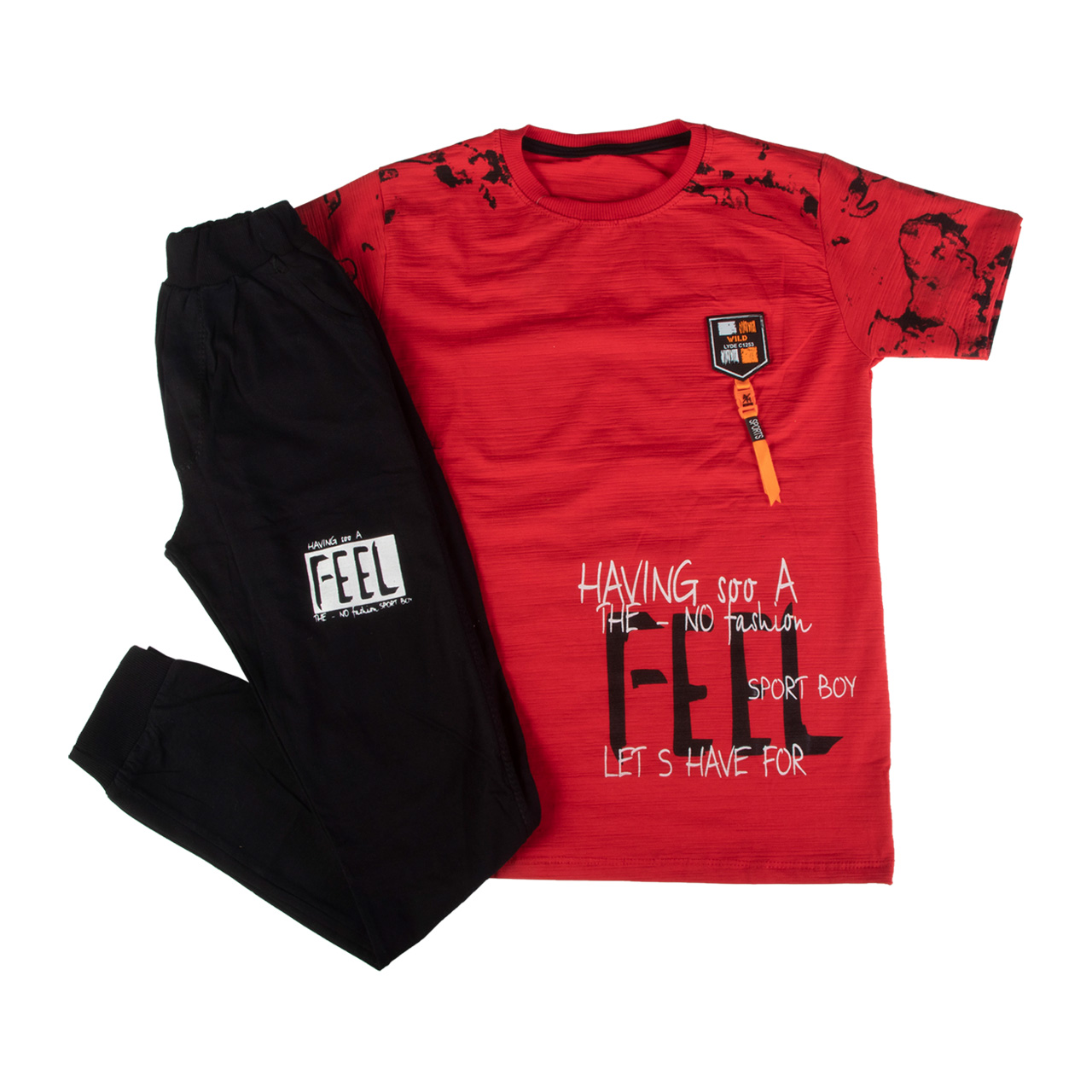 ست تیشرت و شلوار پسرانه مدل Feel  کد 77