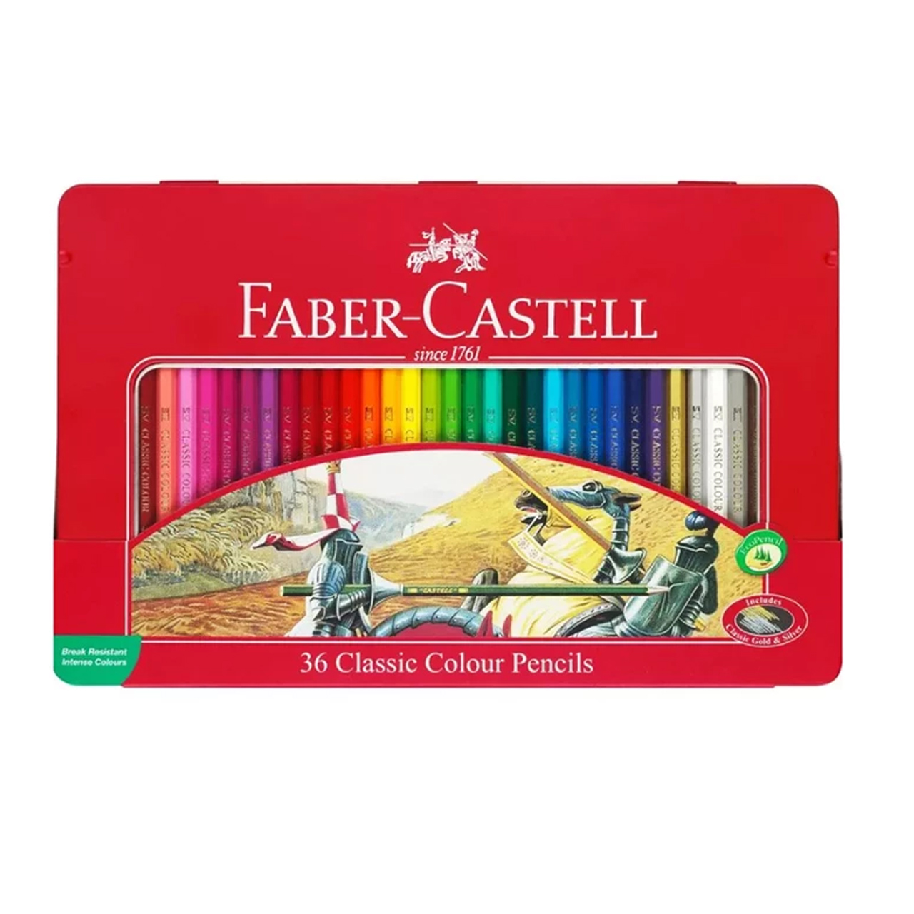  مداد رنگی فابر کاستل مدل کلاسیک جعبه فلزی بسته 36 عددی