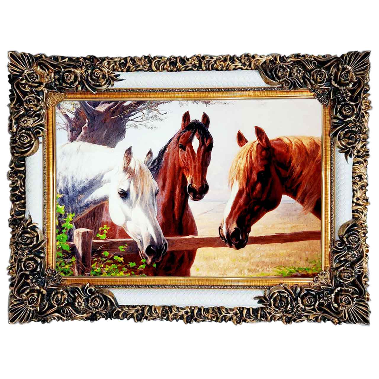 تابلو فرش چاپی طرح اسب کد 14020 سایز 100×50 سانتی متری