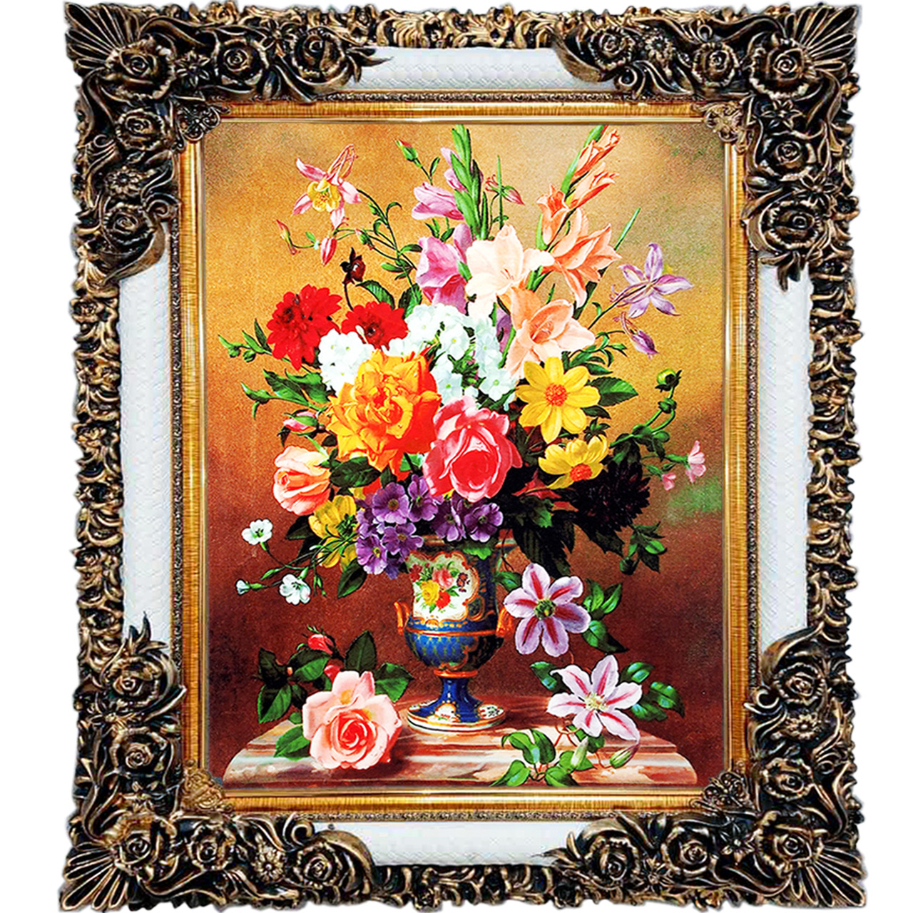 تابلو فرش چاپی طرح گل کد 12309 سایز 100×70 سانتی متری