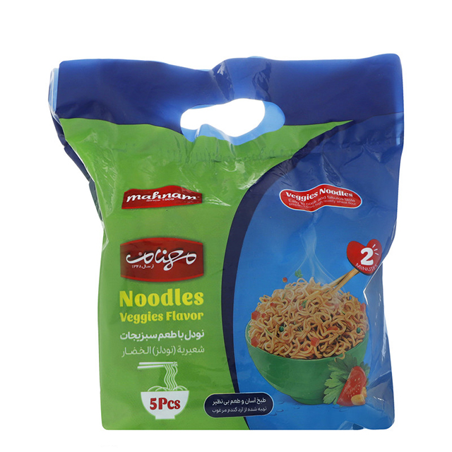 نودل با طعم سبزیجات مهنام بسته 5 عددی