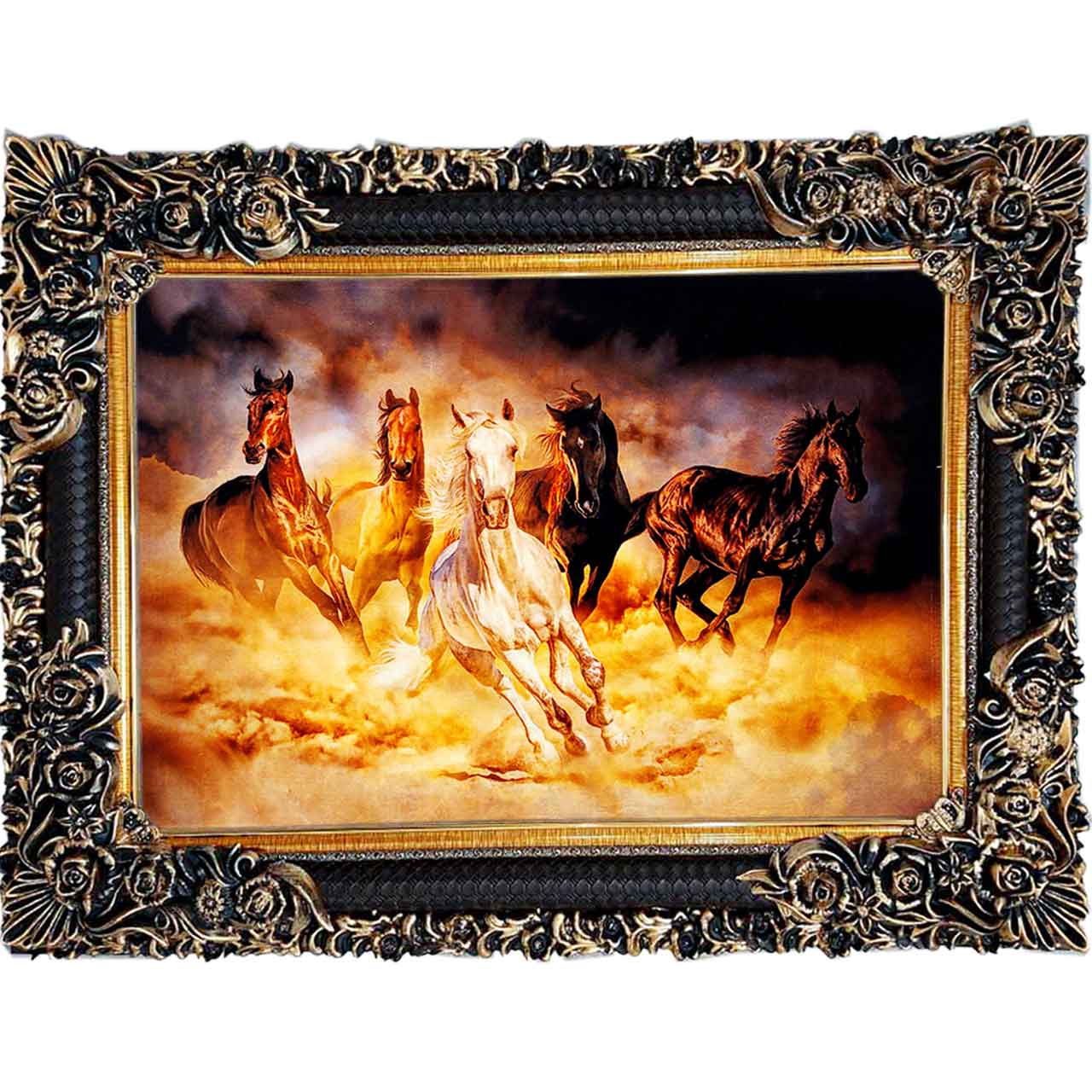 تابلو فرش چاپی طرح اسب کد 14045 سایز 100×70 سانتی متری