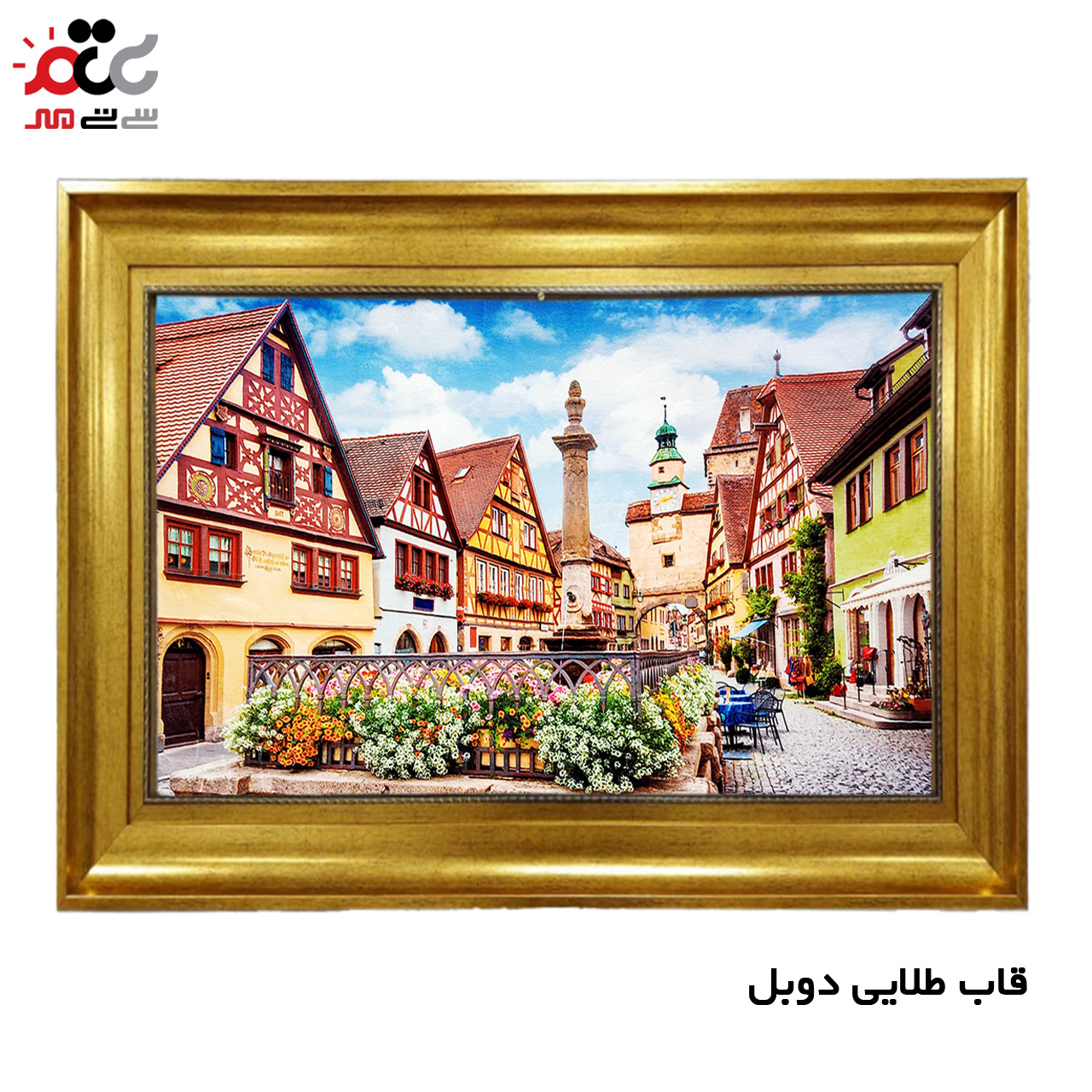 تابلو فرش چاپی طرح خانه های شیروانی کد 10077 سایز 70×50 سانتی متری