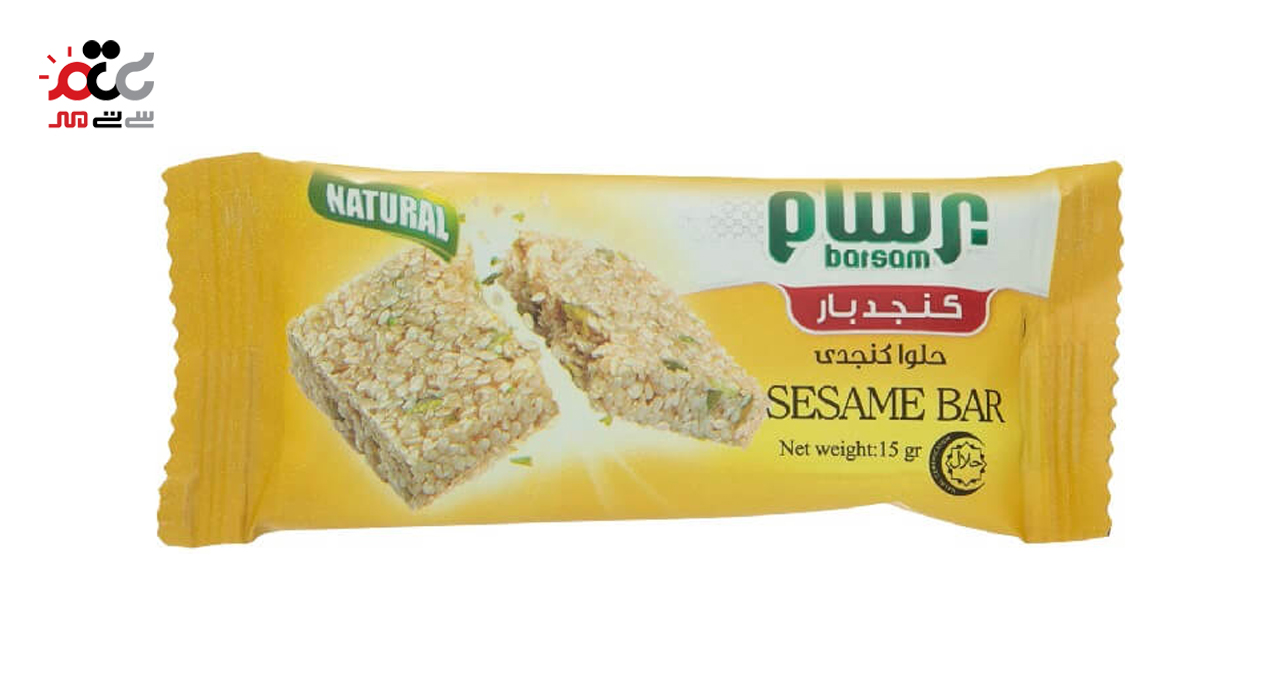 کنجد بار پسته ای برسام 15 گرمی بسته 25 عددی